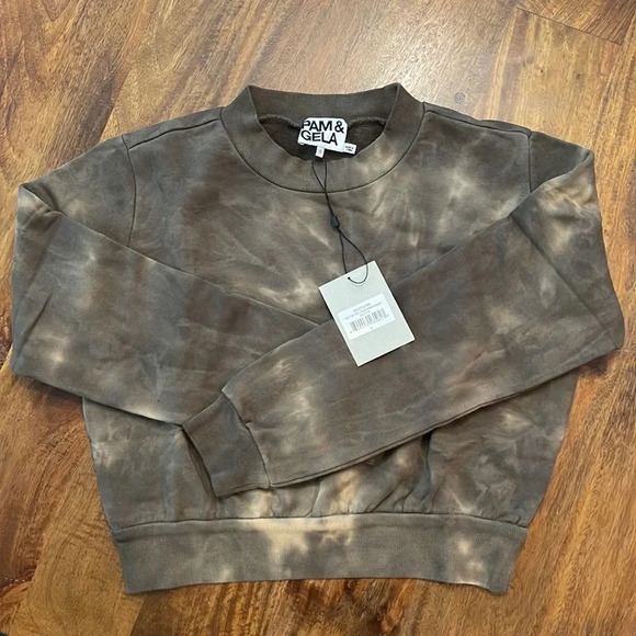 Pam & Gela Tie Dye Crop Sweatshirt, olive - Picture 5 of 8